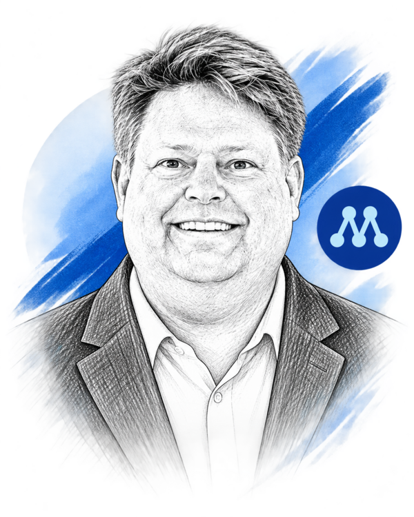 Tecknat porträtt av Pierre Gustafsson